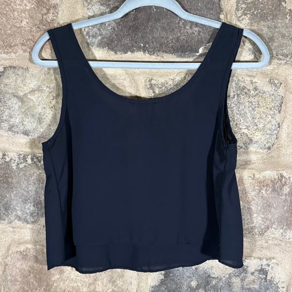 Forever 21 Cropped Tank Top Juniors Small Navy Blue Lightweight Boxy Semi-Sheer - Picture 6 of 12